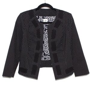 Cabi Tailored Black and White Jacquard "Dot" Jacket